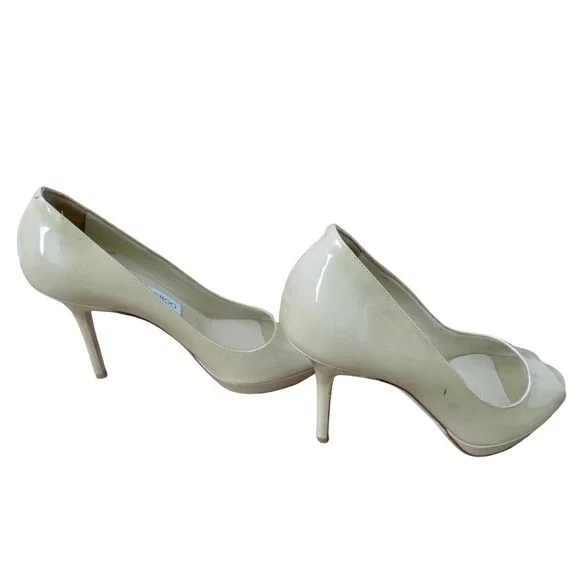 Jimmy Choo Peep Toe Pump - Tan - Size 37 - Picture 5 of 10